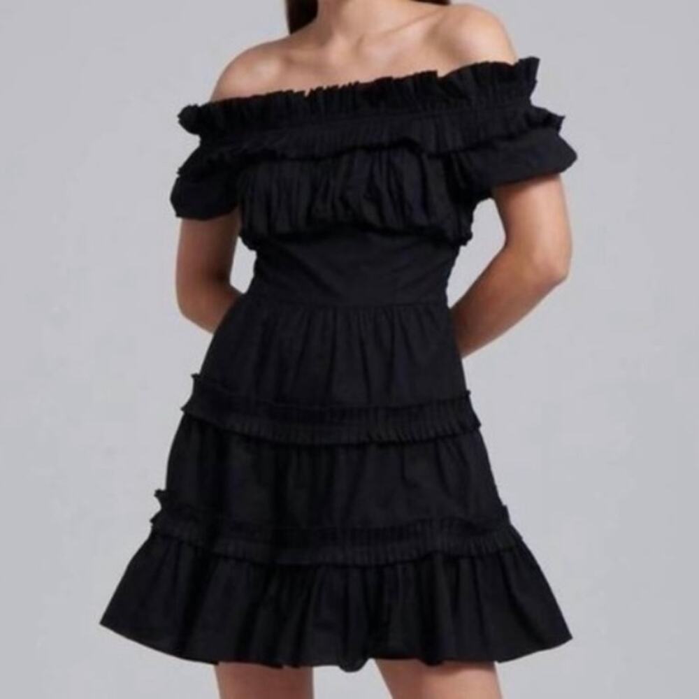 Love The Label Rosaline Mini Dress Off The Shoulder Ruffle Tiered Cottagecore